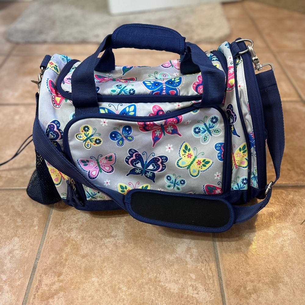 Pottery Barn Kids butterfly girls duffle bag like new